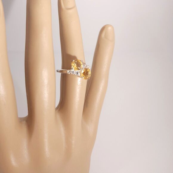 Brazilian Citrine Bypass Ring Sterling Silver Size 6 - Picture 8 of 8